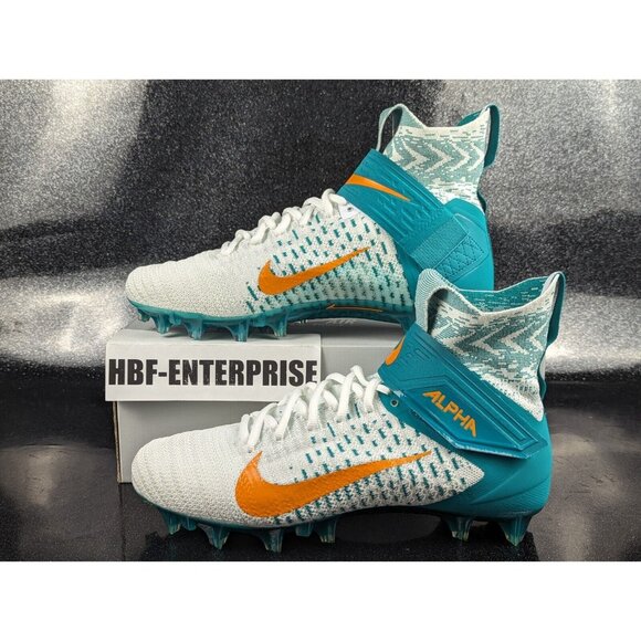 Nike Alpha Menace Elite 2 Flyknit Football Dolphin Teal White Men's Size 11 NEW - Picture 2 of 8